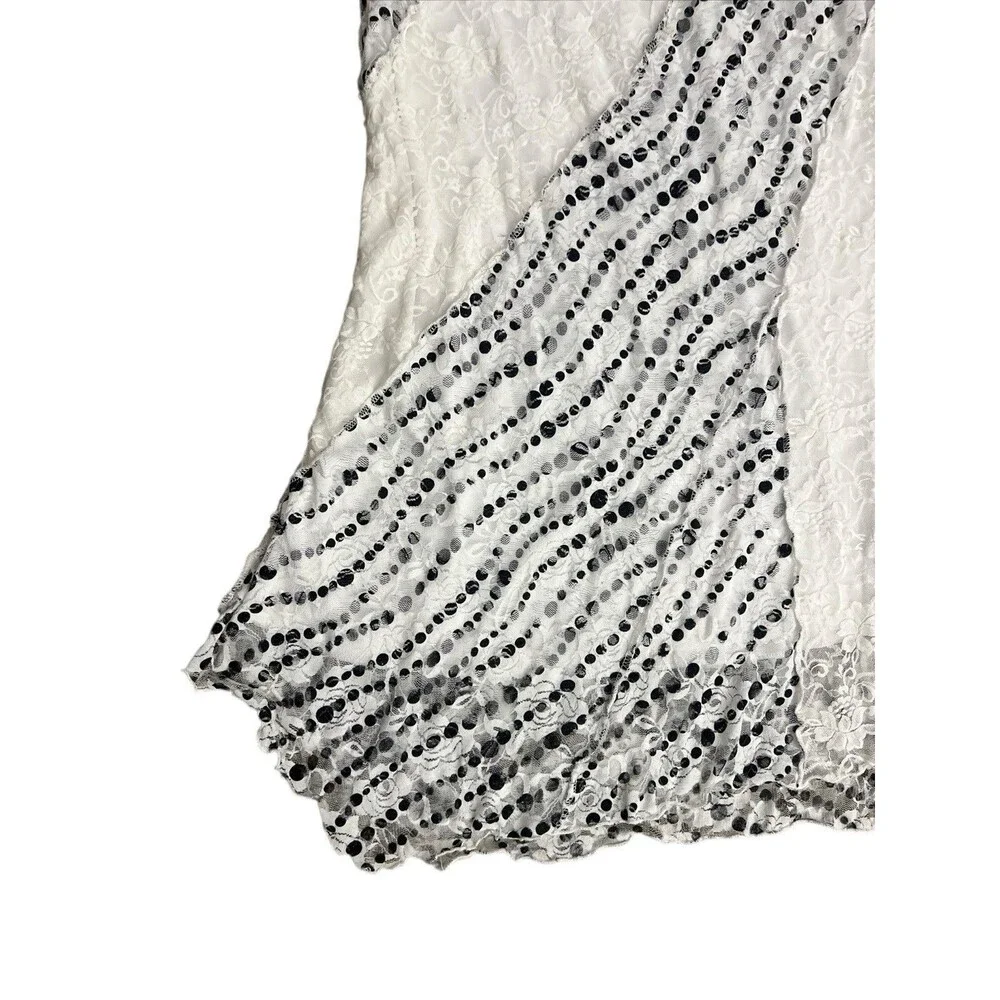 White Midi Skirt Lace Polka Dot Whimsy Goth Fairy Y2K Sz XL